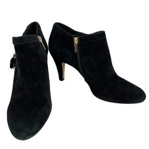 Vince Camuto Vecka Booties Black Suede Tassel 10M 3.5" Heels